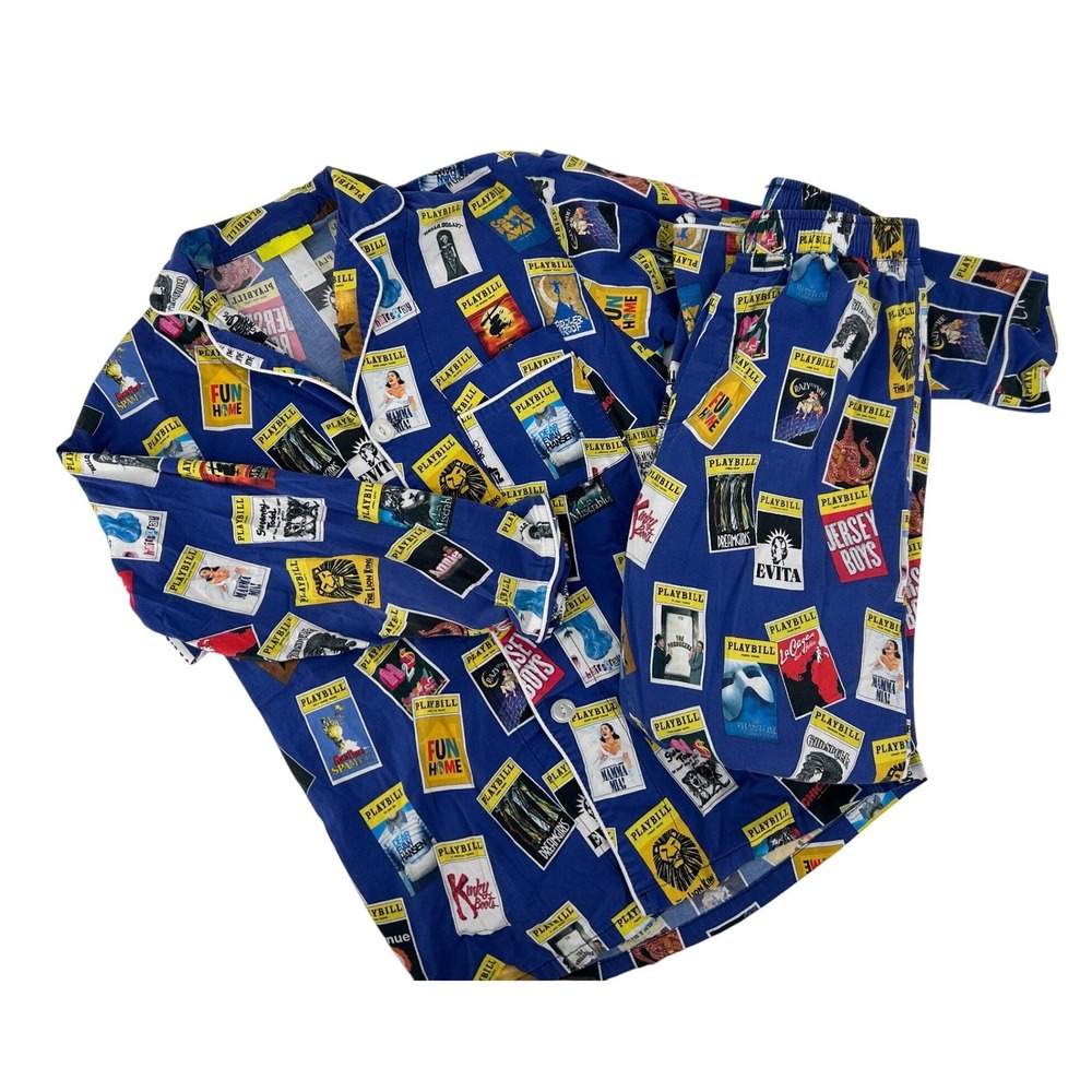 Playbill Broadway Musical Theater Pajama Set Blue Sleepwear Small Lion King PJs